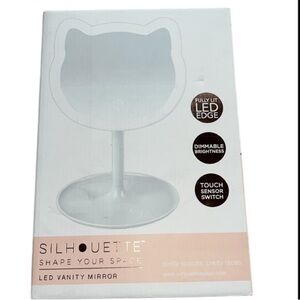 🆕 Silhouette LED Vanity Cat Mirror Shape Your Space White Accessory Tray Stand